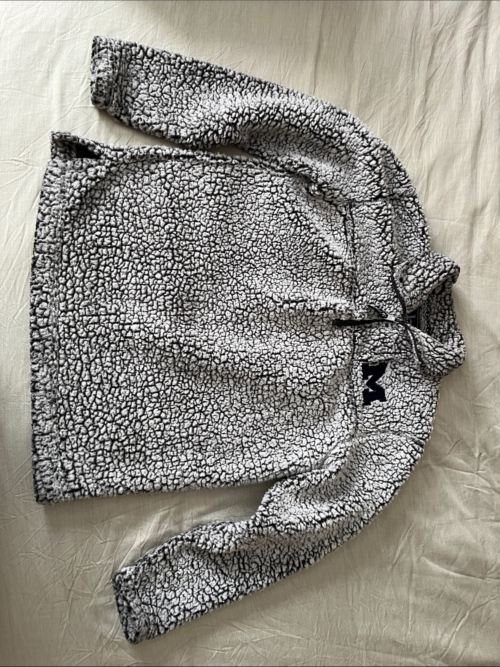 boxercraft Gray Sherpa Cowl Pullover with Navy Logo